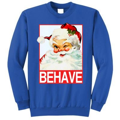 Behave Winking Santa Claus Gift Sweatshirt