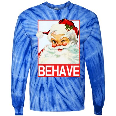 Behave Winking Santa Claus Gift Tie-Dye Long Sleeve Shirt