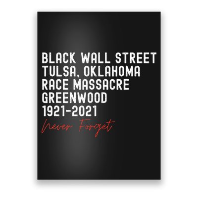 Black Wall Street. Tulsa Race Massacre Centennial. Greenwood Poster