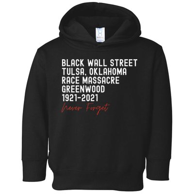 Black Wall Street. Tulsa Race Massacre Centennial. Greenwood Toddler Hoodie