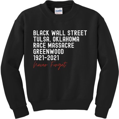 Black Wall Street. Tulsa Race Massacre Centennial. Greenwood Kids Sweatshirt