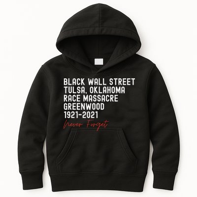 Black Wall Street. Tulsa Race Massacre Centennial. Greenwood Kids Hoodie