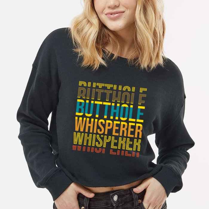 Butthole Whisperer Sarcastic Jokes Retro Funny Jokes Sarcastic Cropped Pullover Crew