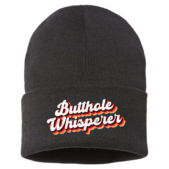 Butthole Whisperer Sarcastic Jokes Retro Funny Gift Sustainable Knit Beanie