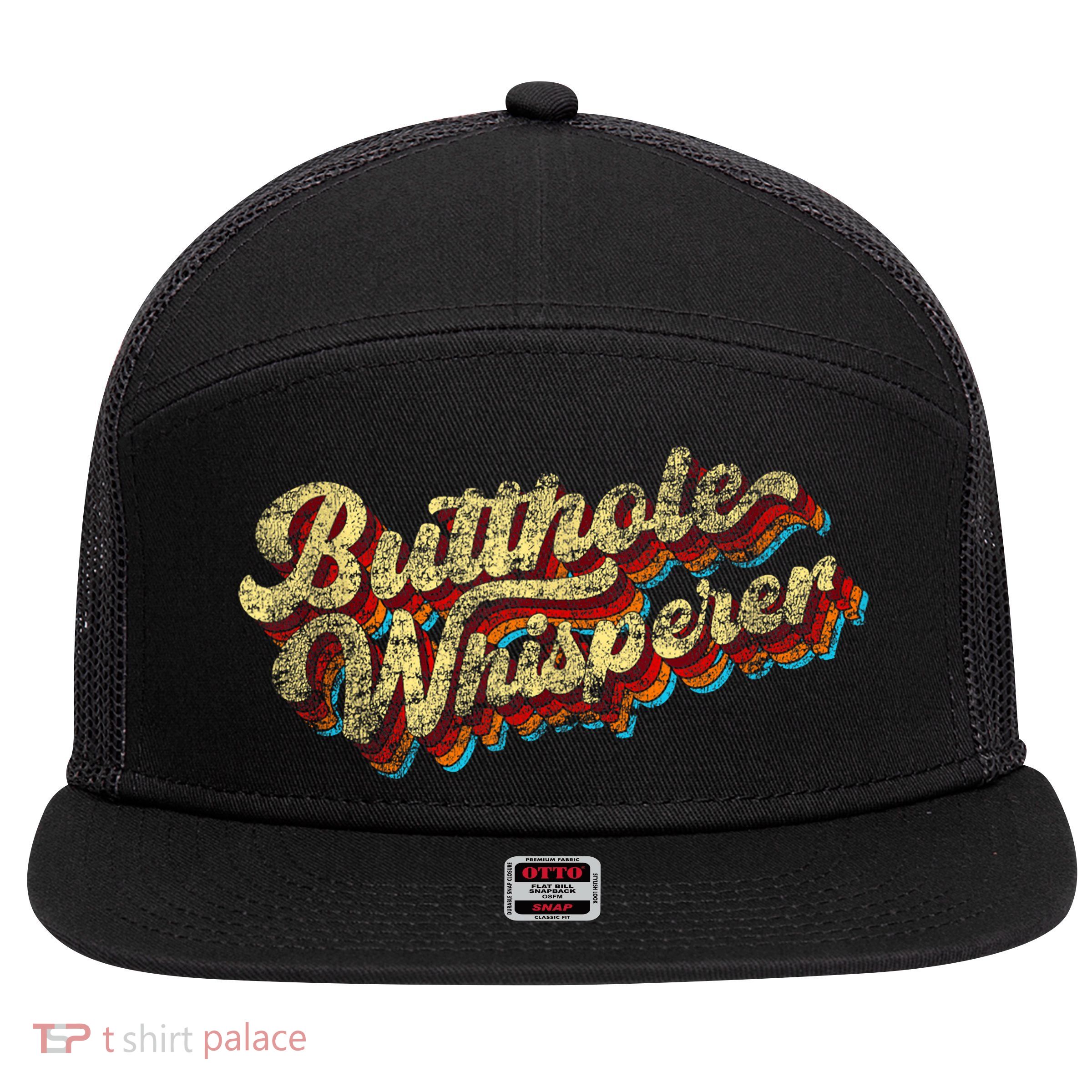 Butthole Whisperer Sarcastic Jokes Retro Funny Present Trending 7 Panel Mesh Trucker Snapback Hat