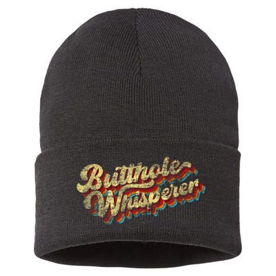 Butthole Whisperer Sarcastic Jokes Retro Funny Present Trending Sustainable Knit Beanie