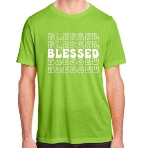 Blessed White Stacked Lettering Christian Religious Adult ChromaSoft Performance T-Shirt