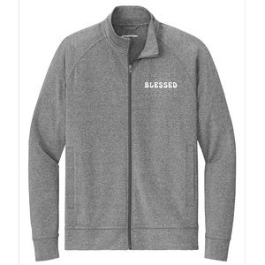 Blessed White Stacked Lettering Christian Religious Stretch Full-Zip Cadet Jacket