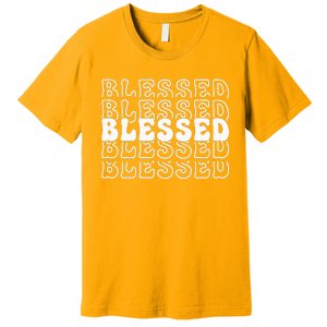 Blessed White Stacked Lettering Christian Religious Premium T-Shirt