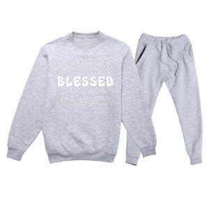 Blessed White Stacked Lettering Christian Religious Premium Crewneck Sweatsuit Set