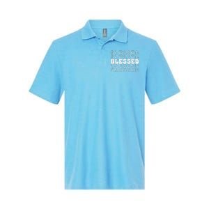 Blessed White Stacked Lettering Christian Religious Softstyle Adult Sport Polo