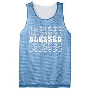 Blessed White Stacked Lettering Christian Religious Mesh Reversible Basketball Jersey Tank