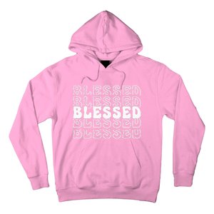 Blessed White Stacked Lettering Christian Religious Hoodie