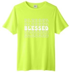 Blessed White Stacked Lettering Christian Religious Tall Fusion ChromaSoft Performance T-Shirt