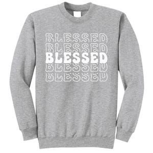 Blessed White Stacked Lettering Christian Religious Sweatshirt