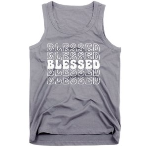 Blessed White Stacked Lettering Christian Religious Tank Top