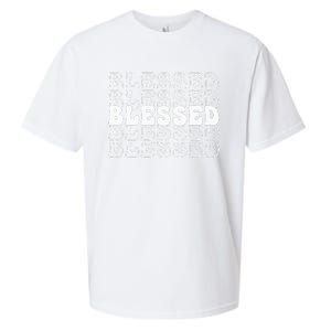 Blessed White Stacked Lettering Christian Religious Sueded Cloud Jersey T-Shirt