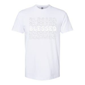 Blessed White Stacked Lettering Christian Religious Softstyle CVC T-Shirt