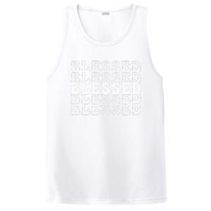 Blessed White Stacked Lettering Christian Religious PosiCharge Competitor Tank