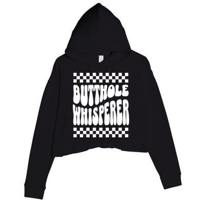 Butthole Whisperer Sarcastic Jokes Retro Crop Fleece Hoodie