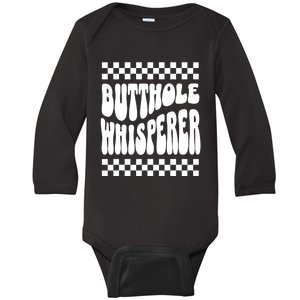 Butthole Whisperer Sarcastic Jokes Retro Baby Long Sleeve Bodysuit