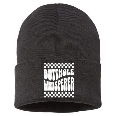 Butthole Whisperer Sarcastic Jokes Retro Sustainable Knit Beanie