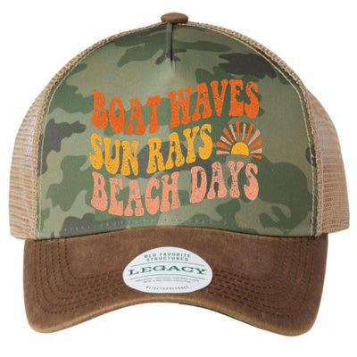 Boat Waves Sun Rays Beach Days Cute Retro Summer Vacation Legacy Tie Dye Trucker Hat