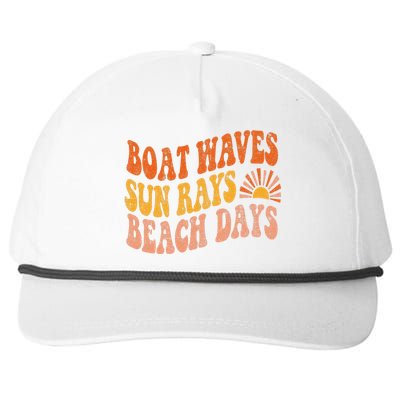 Boat Waves Sun Rays Beach Days Cute Retro Summer Vacation Snapback Five-Panel Rope Hat