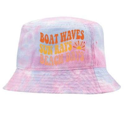 Boat Waves Sun Rays Beach Days Cute Retro Summer Vacation Tie-Dyed Bucket Hat