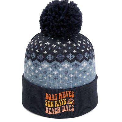 Boat Waves Sun Rays Beach Days Cute Retro Summer Vacation The Baniff Cuffed Pom Beanie