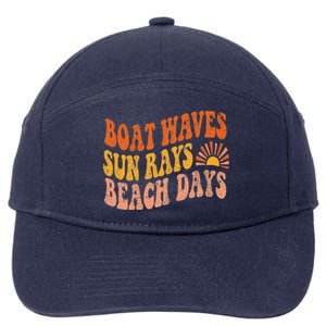 Boat Waves Sun Rays Beach Days Cute Retro Summer Vacation 7-Panel Snapback Hat