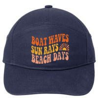 Boat Waves Sun Rays Beach Days Cute Retro Summer Vacation 7-Panel Snapback Hat