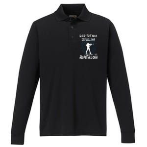 Biathlon Winter Sport Biathlet Funny Biathlon Performance Long Sleeve Polo