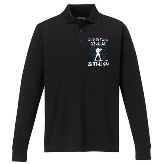 Biathlon Winter Sport Biathlet Funny Biathlon Performance Long Sleeve Polo