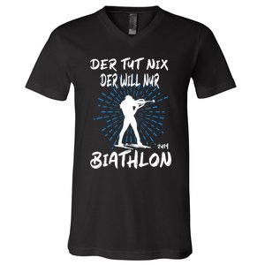 Biathlon Winter Sport Biathlet Funny Biathlon V-Neck T-Shirt