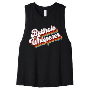 Butthole Whisperer Sarcastic Jokes Retro Women's Racerback Cropped Tank