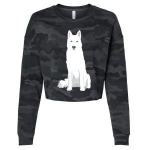 Beautiful White Siberian Husky Sweet White Snow Dog Cropped Pullover Crew