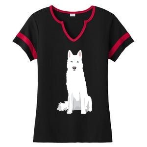 Beautiful White Siberian Husky Sweet White Snow Dog Ladies Halftime Notch Neck Tee