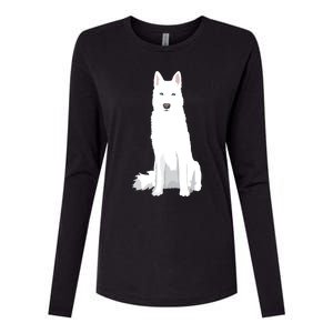 Beautiful White Siberian Husky Sweet White Snow Dog Womens Cotton Relaxed Long Sleeve T-Shirt