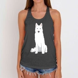 Beautiful White Siberian Husky Sweet White Snow Dog Women's Knotted Racerback Tank