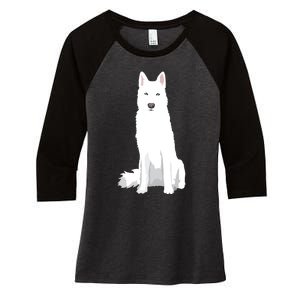 Beautiful White Siberian Husky Sweet White Snow Dog Women's Tri-Blend 3/4-Sleeve Raglan Shirt