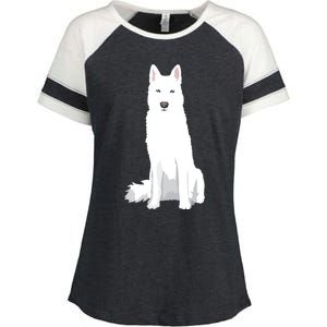 Beautiful White Siberian Husky Sweet White Snow Dog Enza Ladies Jersey Colorblock Tee