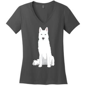 Beautiful White Siberian Husky Sweet White Snow Dog Women's V-Neck T-Shirt