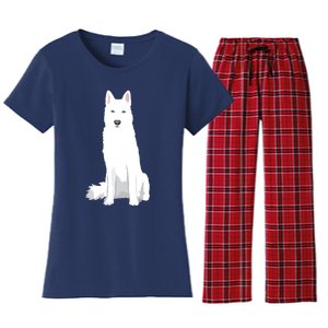 Beautiful White Siberian Husky Sweet White Snow Dog Women's Flannel Pajama Set