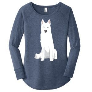 Beautiful White Siberian Husky Sweet White Snow Dog Women's Perfect Tri Tunic Long Sleeve Shirt