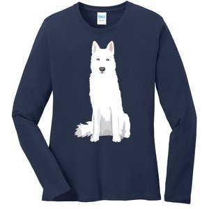 Beautiful White Siberian Husky Sweet White Snow Dog Ladies Long Sleeve Shirt