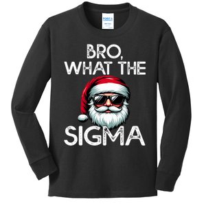 Bro What The Sigma Meme Christmas Santa Face Kids Long Sleeve Shirt