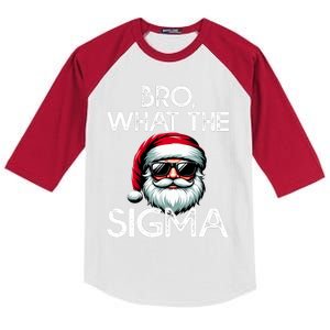 Bro What The Sigma Meme Christmas Santa Face Kids Colorblock Raglan Jersey