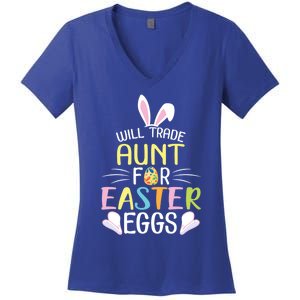 Bunny Will Trade Aunt For Easter Eggs Candy Happy To Me You Cool Gift Women's V-Neck T-Shirt