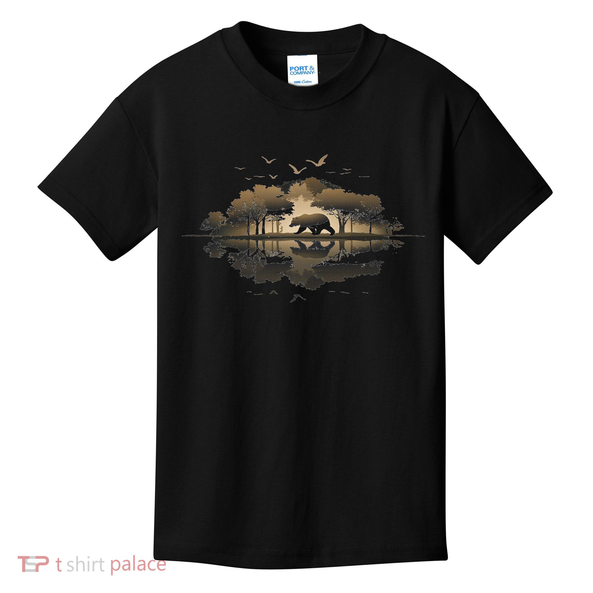 Bear Wildlife Trees Outdoors Nature Retro Forest Graphic Men Kids T-Shirt